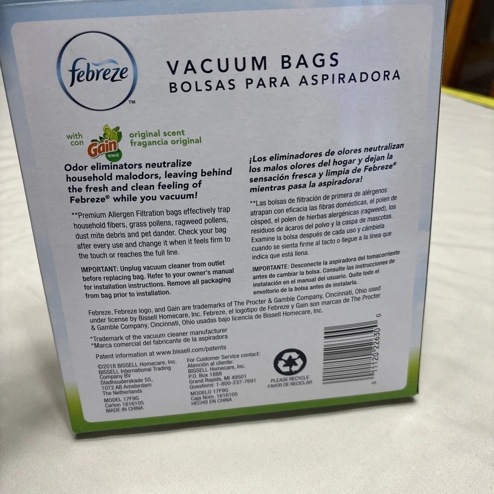 Febreze‎ Bissell Style 7 Vacuum Bags with Gain Scent
